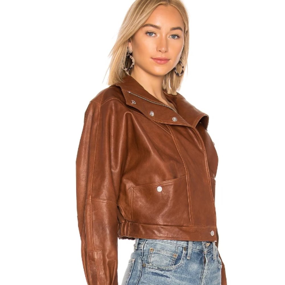 LPA Oversized Leather Brown Jacket